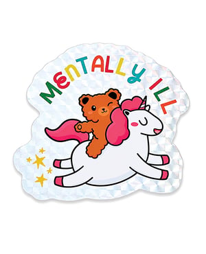 Mentally Ill Shiny Glitter Sticker by Sleazy Greetings product image