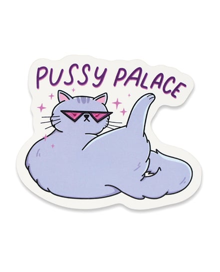 Pussy Palace Funny Vinyl Sticker by Sleazy Greetings product image