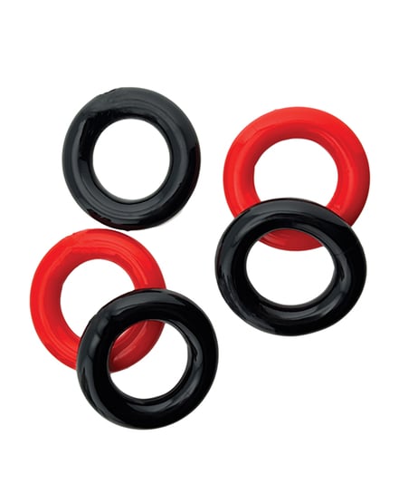 Hunky Junk Jacker 5 Pack Cockrings – Red/Black by Hunky Junk product image