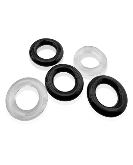 Hunky Junk Jacker 5 Pack Cockring – Clear/Black by Hunky Junk product image
