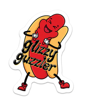 Glizzy Guzzler Hotdog Funny Vinyl Sticker by Sleazy Greetings product image
