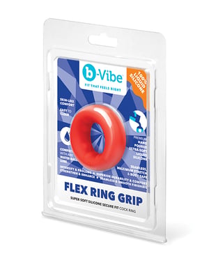 b-Vibe Flex Ring Grip Ultra Soft Silicone Cock Ring – Red by b-vibe product image