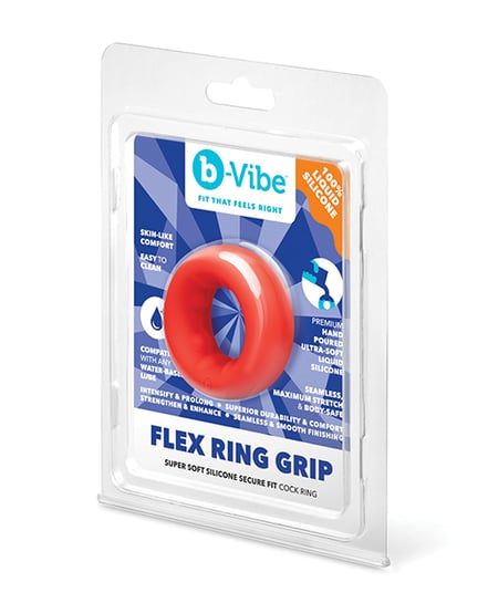 b-Vibe Flex Ring Grip Ultra Soft Silicone Cock Ring – Red by b-vibe product image
