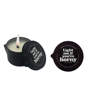 Kama Sutra Light Me if You’re Horny Tin Massage Candle w/Pour Spout – 2 oz Vanilla Creme by Kama Sutra product image