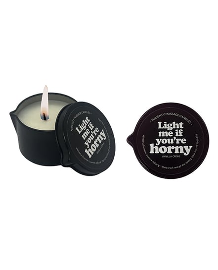 Kama Sutra Light Me if You’re Horny Tin Massage Candle w/Pour Spout – 2 oz Vanilla Creme by Kama Sutra product image