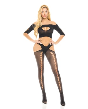 Pink Lipstick All Slashed Out Top, G-String & Pantyhose Black O/S by Pink Lipstick product image