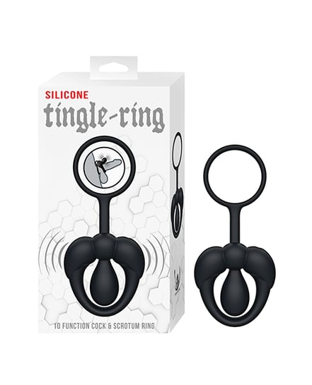 Tingle Ring Silicone Cock & Scrotum Ring – Black by Nasstoys product image