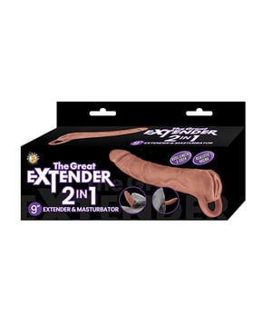 The Great Extender 2 in 1 9″ Extender & Masturbator – Brown by Nasstoys product image