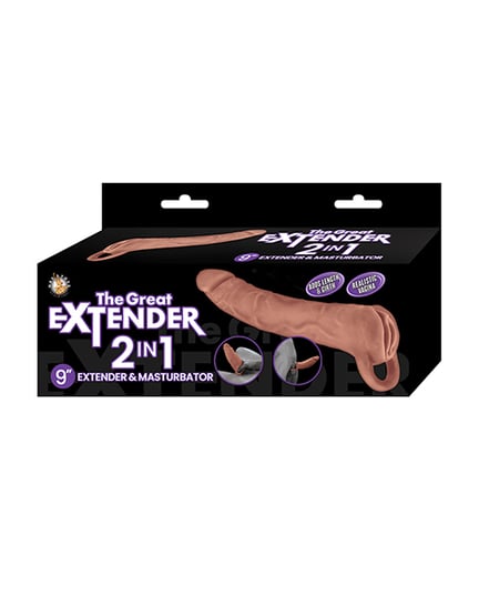 The Great Extender 2 in 1 9″ Extender & Masturbator – Brown by Nasstoys product image