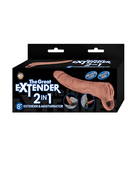 The Great Extender 2 in 1 8″ Extender & Masturbator – Brown by Nasstoys product image