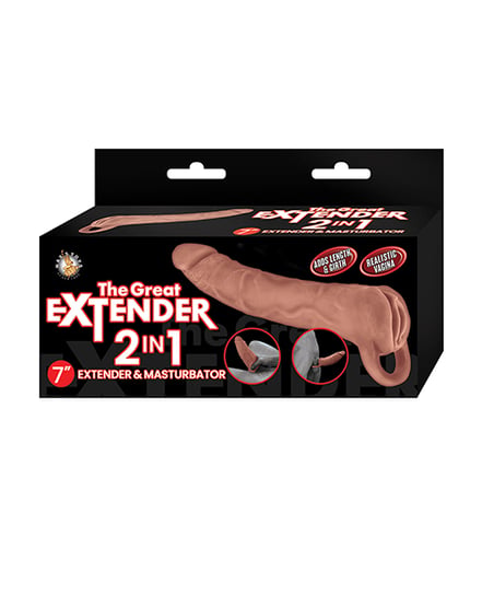 The Great Extender 2 in 1 7″ Extender & Masturbator – Brown by Nasstoys product image