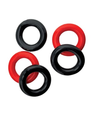 Hunky Junk Jacker 5 Pack Cockrings – Red/Black by Hunky Junk product image