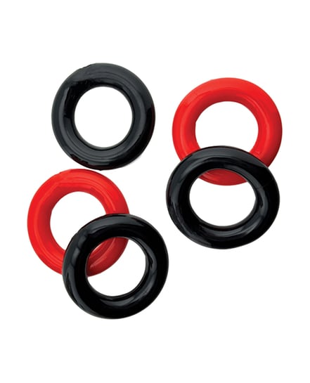 Hunky Junk Jacker 5 Pack Cockrings – Red/Black by Hunky Junk product image