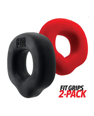 Hunky Junk Fit Grips 2 Pack Ergo-Fit Cockrings – Black/Red by Hunky Junk product image