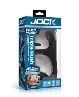 Curve Toys Jock Enhancers Triple Rush Vibrating C-Ring & Anal Plug w/Remote by Curve Toys product image