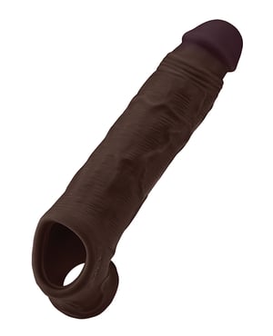Shaft Flexskin Liquid Silicone 8.8″ Vibrating Sheath – Mahogany – Brown by Shaft product image