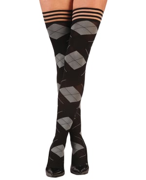 Kix’ies Kimmie Argyle Thigh High Argyle A – Black Hosiery Size A by Kixies product image