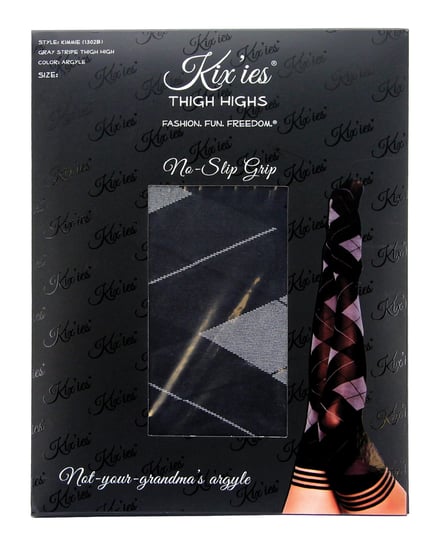 Kix'ies Kimmie Argyle Thigh High Argyle A - Black Hosiery Size A
