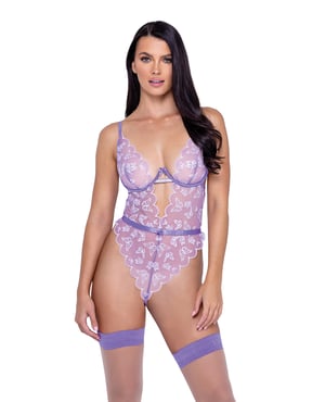 Butterfly Glow Embroidered Teddy Lavender/White LG – Lavender XL by Roma Confidential product image