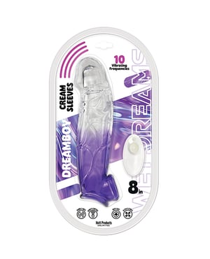 Wet Dreams Cream Sleeves 8″ Extension w/Bullet – Purple by Hott Products product image