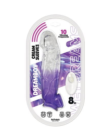 Wet Dreams Cream Sleeves 8″ Extension w/Bullet – Purple by Hott Products product image