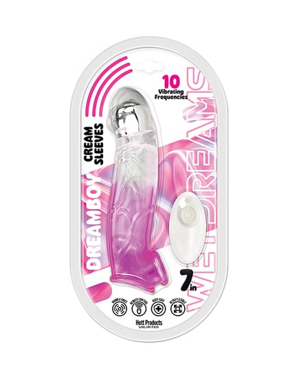 Wet Dreams Cream Sleeves 7″ Extension w/Bullet – Magenta by Hott Products product image