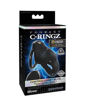 Fantasy C-Ringz Control Core Elite Remote Controlled Vibrating & Electro-Stim Cock Blocker – Black by Pipedream Products product image