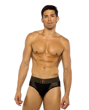 Sacred Heart Briefs w/Studded Elastic Waist Band – Black LG – Black XL by Roma Confidential product image