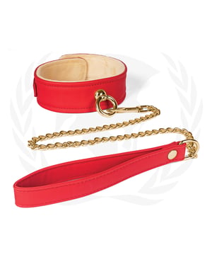 Spartacus Plush Lined PU Collar & Chained Leash – Red by Spartacus product image
