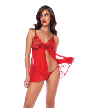 Sequin Embellished Babydoll w/G-String – Red Large, XLarge by Mapale product image