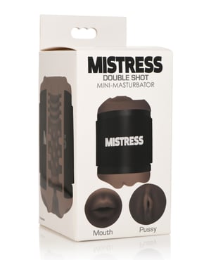Curve Toys Mistress Double Shot Mini Masturbator Mouth & Pussy – Brown by Curve Toys product image