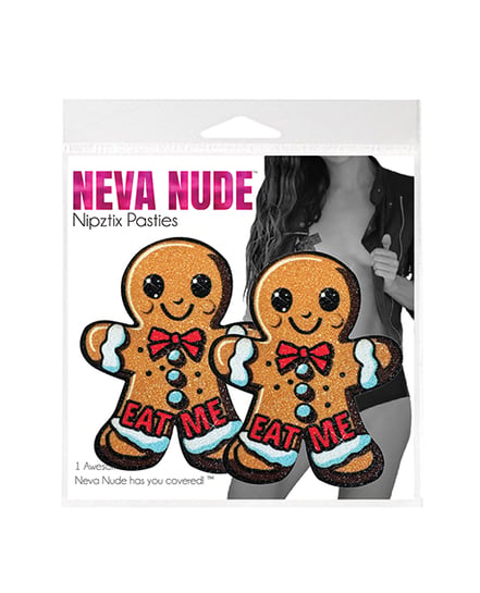 Neva Nude Freaking Awesome Gingy Gingerbread Man Eat Me Glitter Pasties - Brown O/S