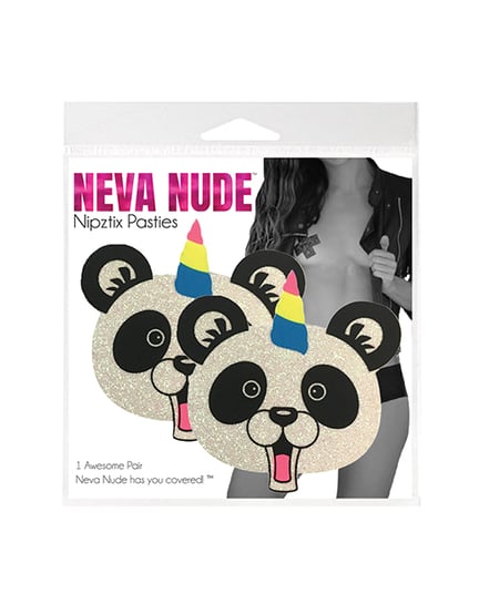 Neva Nude PandaCorn Glitter Blacklight Spirit Party Animal Pasties - White O/S