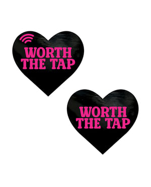 Neva Nude Worth the Tap Hot Pink Heart Smart NFC Pasties Tap to Tip – Black/Pink O/S by Neva nude product image