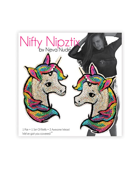 Neva Nude Sequin Unicorn Nifty Nipztix Pasties 2 Wears - Multicolor O/S
