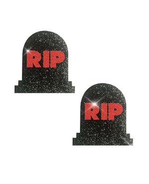Neva Nude RIP Gravestone Glitter Pasties – Black/Red O/S by Neva nude product image