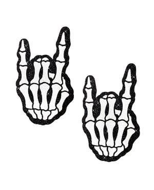 Neva Nude Rock On Skeleton Glitter Pasties – Black/White O/S by Neva nude product image
