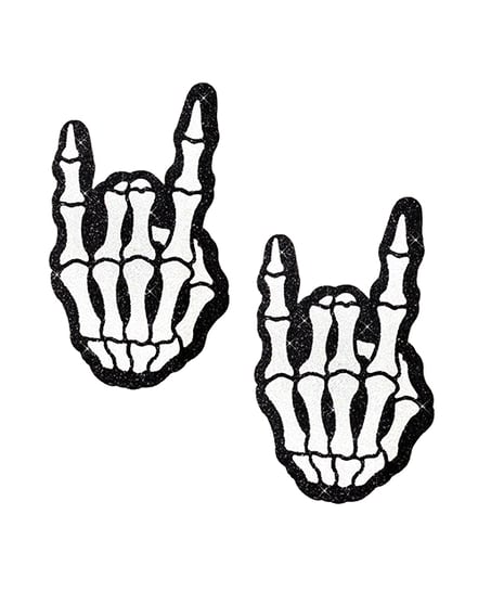 Neva Nude Rock On Skeleton Glitter Pasties – Black/White O/S by Neva nude product image