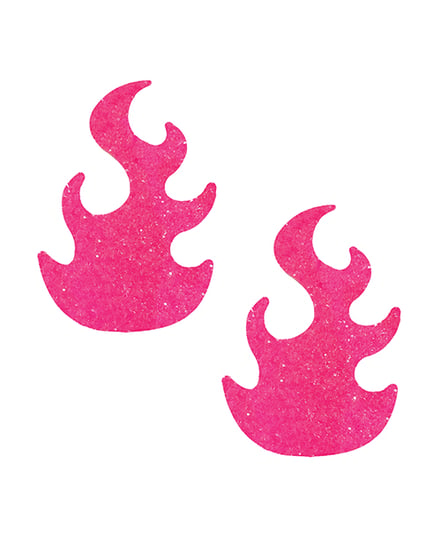 Neva Nude Super Sparkle Chunky Glitter Edgy AF Flame Pasties – Pink O/S by Neva nude product image