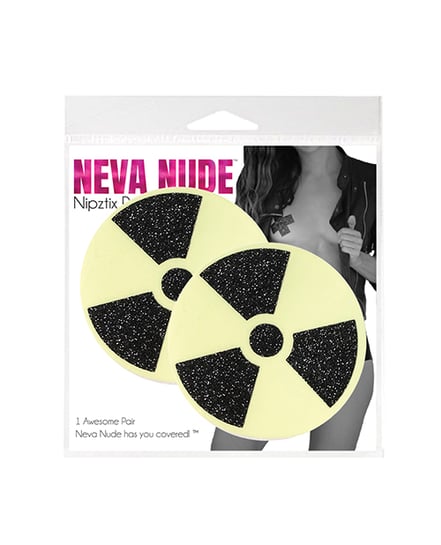 Neva Nude Radioactive Glitter Pasties - Yellow/Black O/S