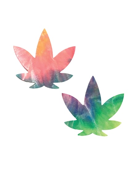 Neva Nude Sherbet Tie Dye Velvet Blacklight Dope AF Weed Leaf Pasties – Rainbow O/S by Neva nude product image