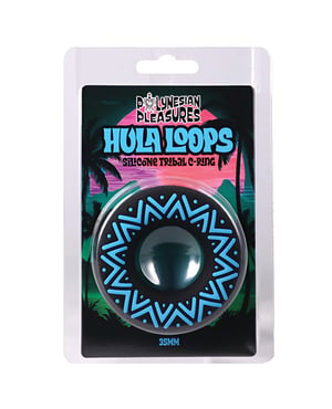 Polynesian Pleasures Hula Loops 35 mm Silicone Tribal C-Ring – Blue/Black by Doc Johnson product image