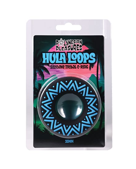 Polynesian Pleasures Hula Loops 35 mm Silicone Tribal C-Ring – Blue/Black by Doc Johnson product image