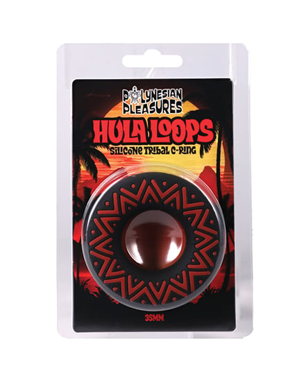 Polynesian Pleasures Hula Loops 35 mm Silicone Tribal C-Ring – Red/Black by Doc Johnson product image