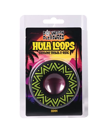 Polynesian Pleasures Hula Loops 35 mm Silicone Tribal C-Ring – Yellow/Black by Doc Johnson product image