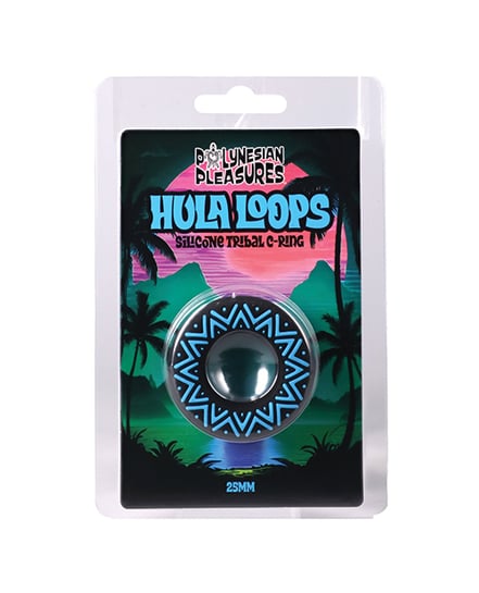 Polynesian Pleasures Hula Loops 25 mm Silicone Tribal C-Ring – Blue/Black by Doc Johnson product image