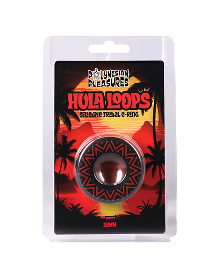 Polynesian Pleasures Hula Loops 25 mm Silicone Tribal C-Ring – Red/Black by Doc Johnson product image