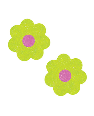 Neva Nude Super Sparkle Glitter Blacklight Petal Pasties – Lime O/S by Neva nude product image