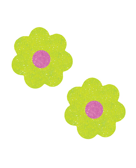 Neva Nude Super Sparkle Glitter Blacklight Petal Pasties – Lime O/S by Neva nude product image