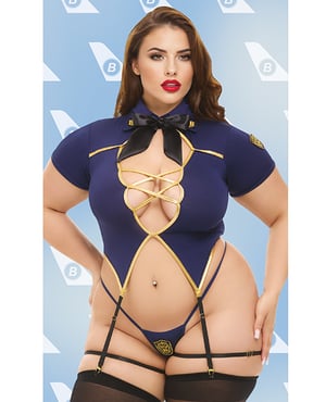 Dreams by Baci Lingerie First Class Fantasy 4 pc Set – Navy One Size Queen by Dreams by Baci Lingerie product image